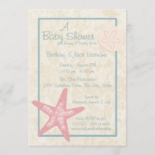 Zeester en Zanddollar Baby shower Kaart