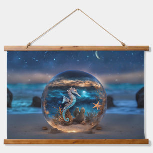 Zeester en zeepaardje Surreal Beach Ocean Hangend Wandkleed