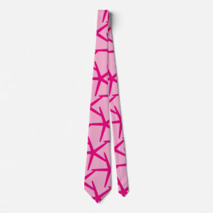 Zeester Hot Roze Nautisch Strand Stijl Kleurrijk Stropdas