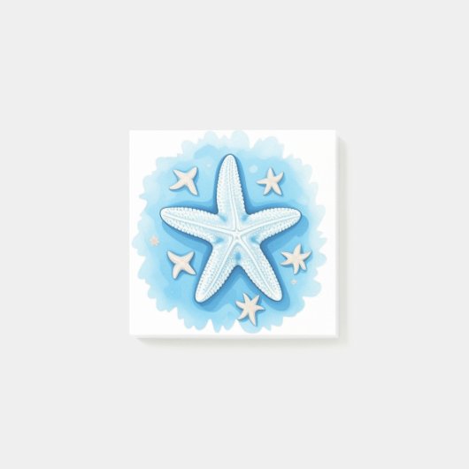 Zeester in blauw post-it® notes (Voorkant)