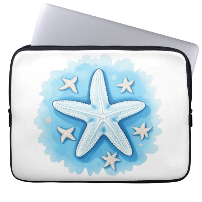Zeester in het blauw laptop sleeve (Voorkant)