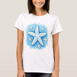 Zeester in het blauw t-shirt