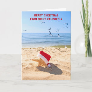 Zeester in het zand als Kerstman Feestdagen Kaart