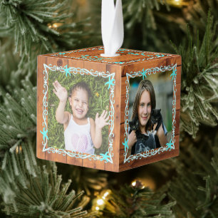 Zeester Ingelijste Houten Kubus Foto Ornament