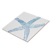 Zeester Kuststrand Blauw Wit Groot Decoratie Cadea Tegeltje (Zijkant)