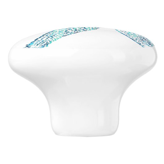 Zeester Kuststrand Blauwgroen Blauw Wit Nautisch Keramische Knop (Zijkant)