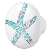 Zeester Kuststrand Blauwgroen Blauw Wit Nautisch Keramische Knop (Rechts)