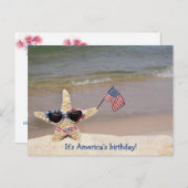 zeester met Amerikaanse vlag 4 juli Briefkaart (Voorkant / Achterkant)