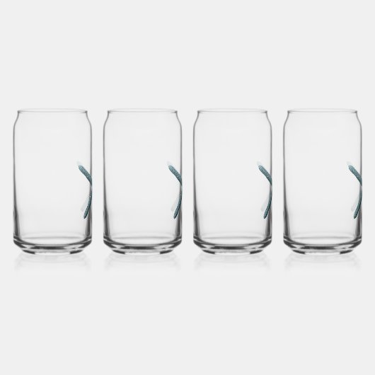 Zeester met blauwe vinger blikvorm glas (Rechts)