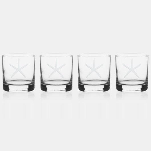 Zeester met blauwe vinger whisky glas (Achterkant)