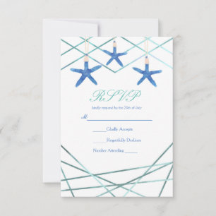 Zeester & Moderne Lijnen Elegant Strand Aangepaste RSVP Kaartje