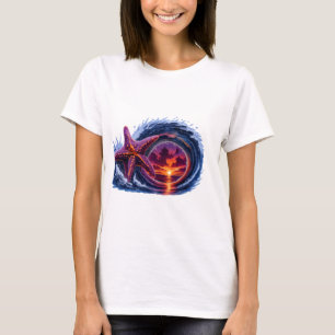 Zeester Oceaan Golf Zonsondergang Design Tropisc T-shirt