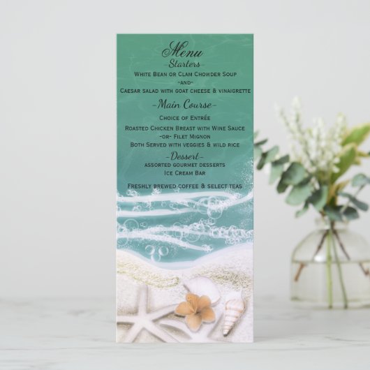 Zeester op het strand Blauwgroen Zee Water Menu (Staand voorkant)