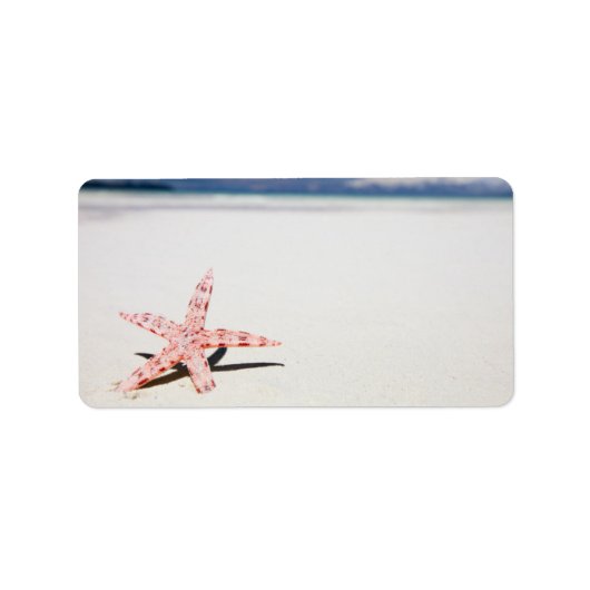 Zeester op het strand etiket (Voorkant)