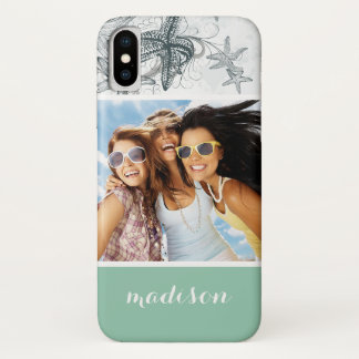 Zeester op zee patroon | Uw foto & naam iPhone X Hoesje