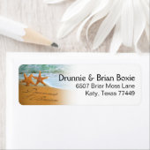 Zeester Paar Strand Tropische Bruiloft Etiket (Insitu)