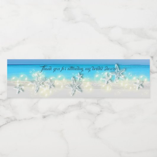 Zeester paradijs blauwe wateren tropisch strand waterfles etiket (Enkel label)