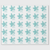 Zeester Patronen Blauwgroen Aqua Merry Christmas T Cadeaupapier (Vlak)