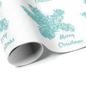 Zeester Patronen Blauwgroen Aqua Merry Christmas T Cadeaupapier (Rol Hoek)