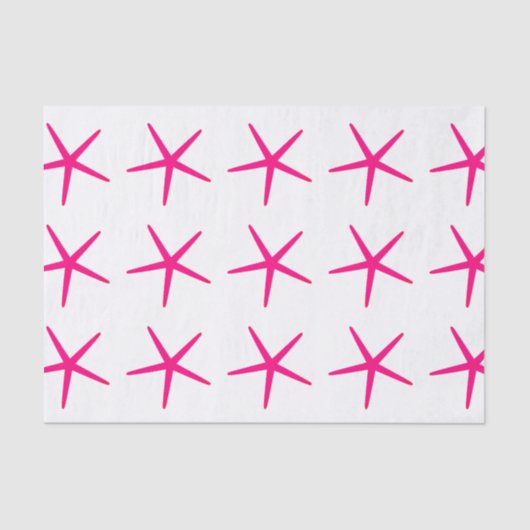 Zeester Patronen Roze Wit Strand Nautisch Schattig Tissuepapier (Voorkant)