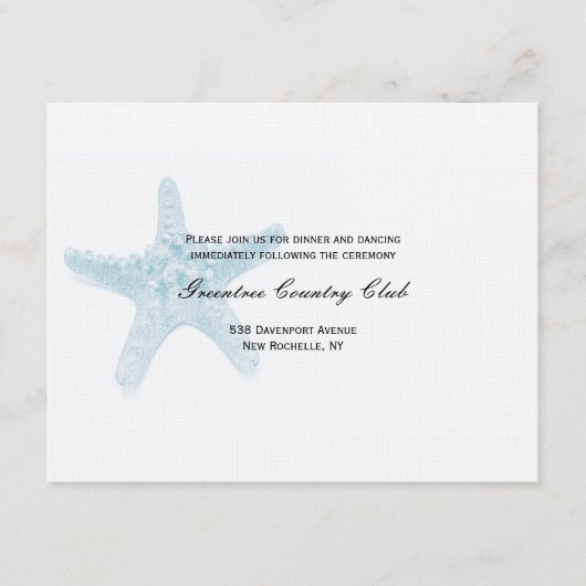 Zeester Reception Card - Blauw Informatiekaartje (Voorkant)