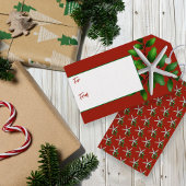 Zeester Rode Kerst Stropdas op Gift Labels Cadeaulabel