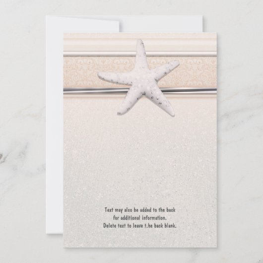 Zeester romige witte strand bruiloft uitnodiging (Achterkant)