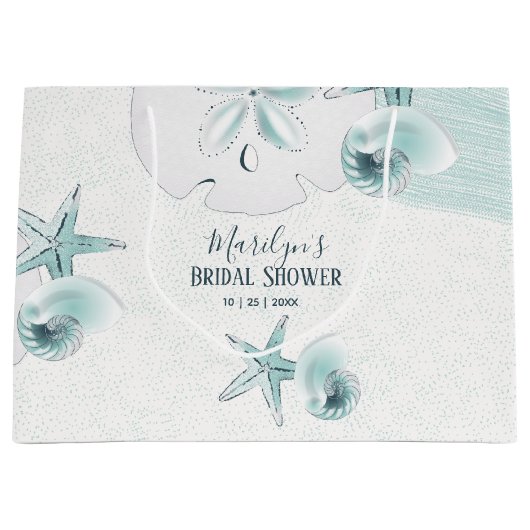 Zeester schelpen moderne elegante strand bruiloft groot cadeauzakje (Voorkant)