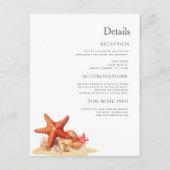 Zeester schelpen strand nautische bruiloft informatiekaartje (Voorkant)