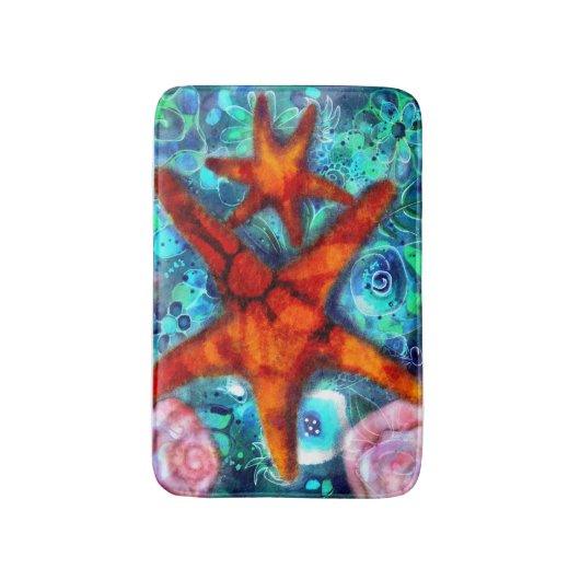 Zeester Seashells Beach Kust Nautisch Abstract Badmat (Voorkant Verticaal)