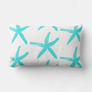 Zeester Teal Blauw Witte Cute Patronen Katoen Kussen