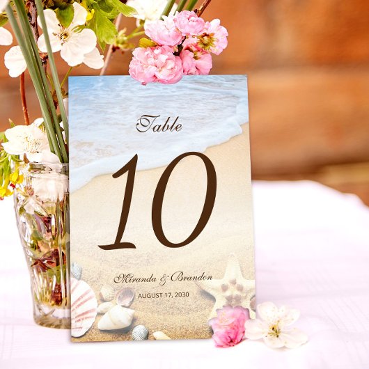 Zeester Tropische Strand Tafel Nummer Kaart