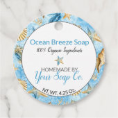 🌊 Zeester Waterverf Strand-thema zeep hang Labels (Voorkant)