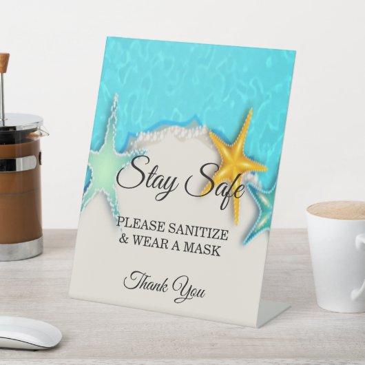  zeester zomer strand bruiloft veiligheid reclamebord met voetstuk (Insitu)