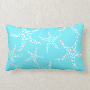 Zeesterpatroon in turquoise en wit. kussen