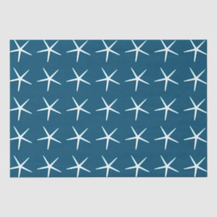 Zeesterpatroon Wit Blauw Schattig Elegant Nautilus Tissuepapier