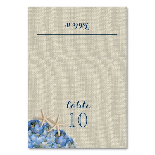 Zeesterren en Blue Hydrangea Place Card Kaart (Voorkant)