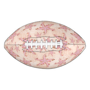 Zeesterren en koraalroze pastelpatroon american football