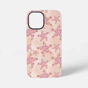 Zeesterren en koraalroze pastelpatroon iPhone 12 mini hoesje