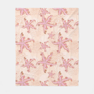 Zeesterren en koraalroze pasteltinten patroon fleece deken