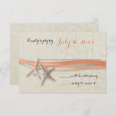 Zeesterren en lint Coral Beach Response RSVP Kaartje (Voorkant / Achterkant)