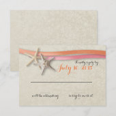 Zeesterren en lint Koraal en Roze Reactie RSVP Kaartje (Voorkant / Achterkant)