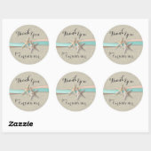 Zeesterren en lint ronde sticker (Vel)