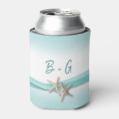 Zeesterren en lint  strand blikjeskoeler (Blikje Voorkant)