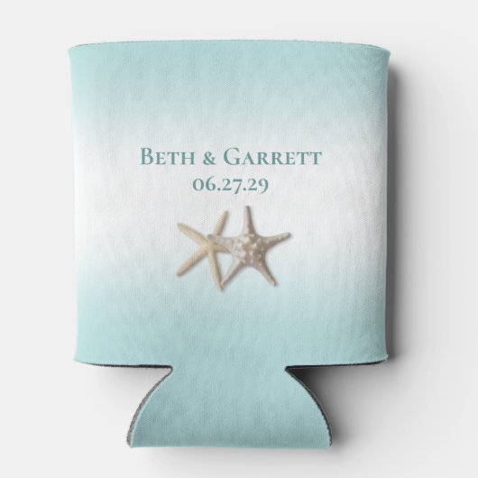 Zeesterren en lint  strand blikjeskoeler (Achterkant)