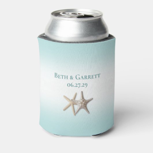 Zeesterren en lint  strand blikjeskoeler (Blikje Achterkant)