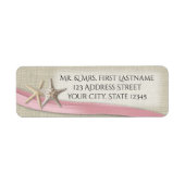 Zeesterren en Roze Lint Etiket (Voorkant)