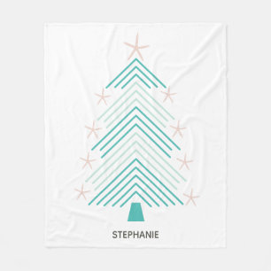 Zeesterren Folk Art Tropische Kerstboom Fleece Deken
