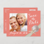 Zeesterren Foto Sla de datum Koraal Aankondigingskaart (Voorkant / Achterkant)