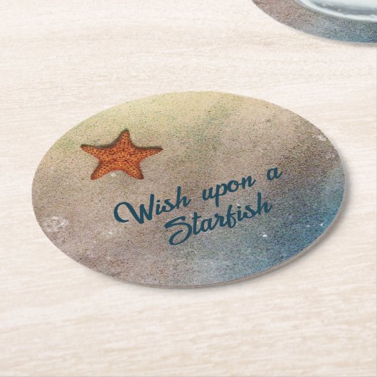 Zeesterren in Zand en Surf Beachy Coastal Ronde Kartonnen Onderzetter (Gebogen)